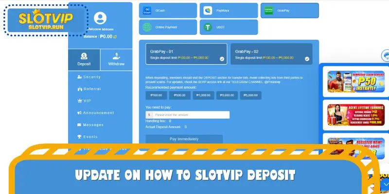 Update on how to SLOTVIP deposit